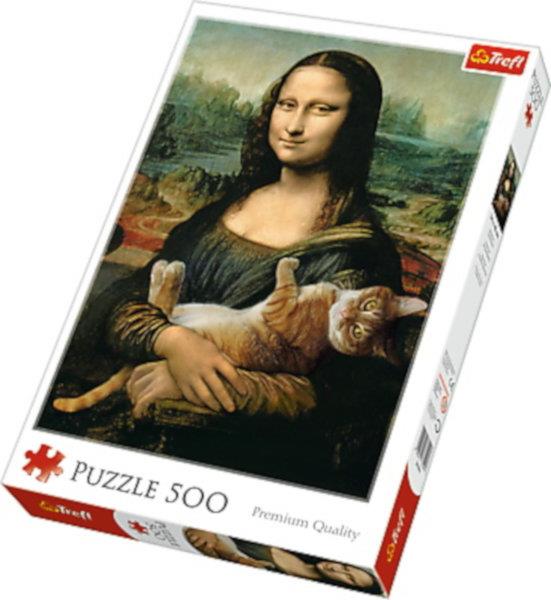Puzzle 500 Mona Lisa i kot Mruczek