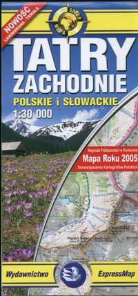 Tatry zachodnie słowackie i polskie 1:30 000 mapa turystyczna laminowana
